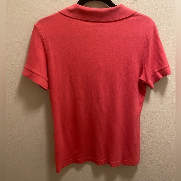 Tory Burch Pink Short Sleeve Polo Shirt With Gold Logo Buttons - Picture 7 of 7